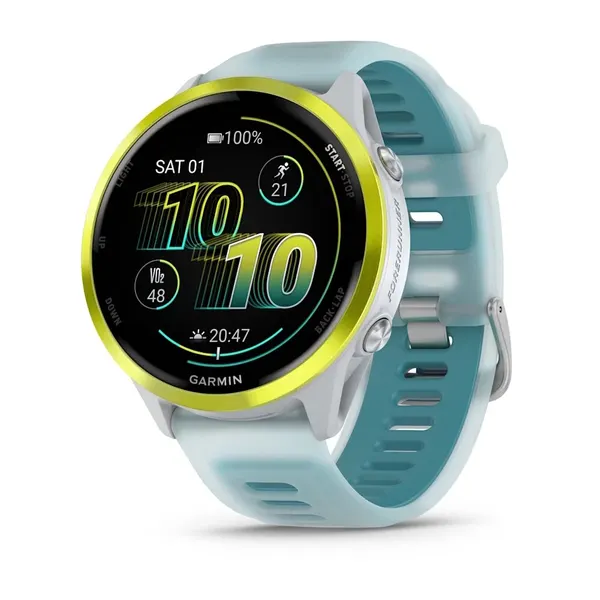 Умные смарт-часы Garmin Forerunner 570 47mm Amp Yellow Aluminium with Translucent Whitestone/Turquoise Band 010-02971-01