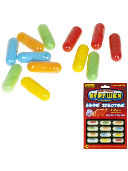 Bondibon Растущая игрушка в воде "Дикие животные", 12 шт