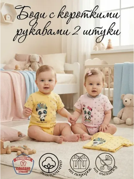 Карапуззики Боди с короткими рукавами для новорожденных