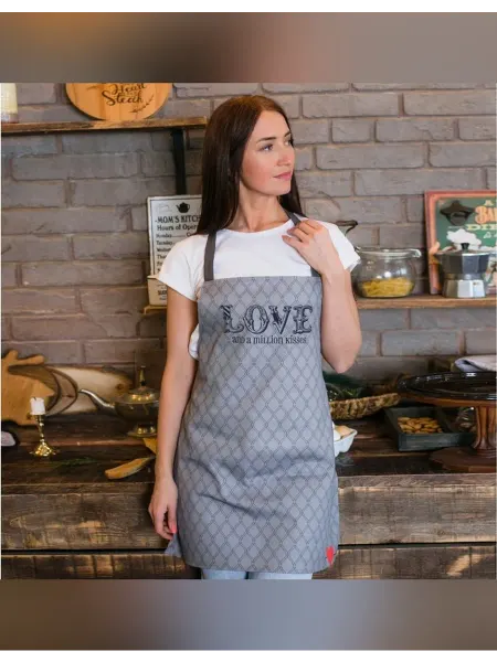 Этель Фартук для кухни с романтичным принтом Love 60x65 см