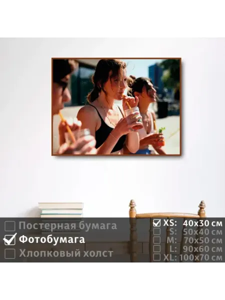 ПолиЦентр Постер на фотобумаге Красивые Девушки С Коктейлями, 40х30 см