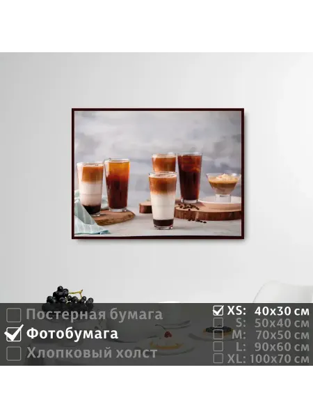 ПолиЦентр Постер на фотобумаге Кофейные Коктейли, 40х30 см