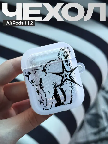 FAGA Чехол на AirPods 1 2 с принтом Котик y2k