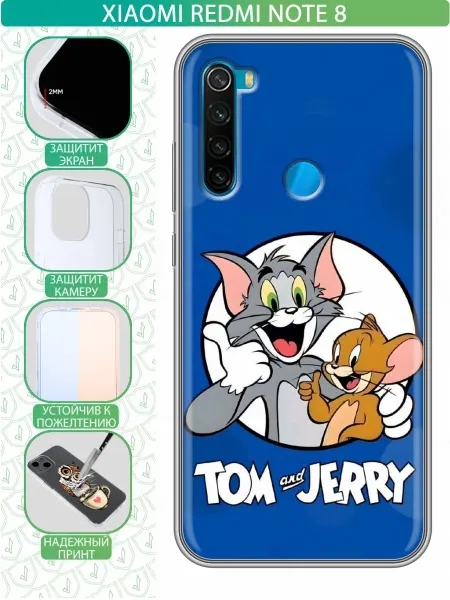 InThisCase Чехол на Xiaomi RedMi Note 8 с принтом Том джерри