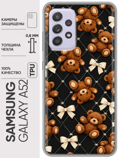 Trendmall Чехол на Samsung Galaxy A52 Бантики медведи