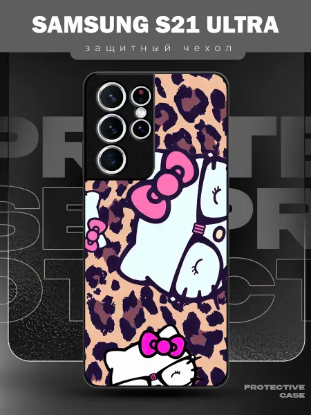 MeowCase Чехол на Samsung S21 Ultra с принтом хеллоу китти