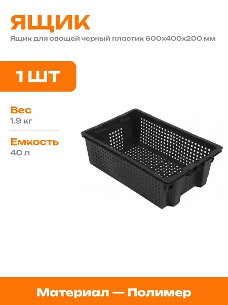 Контейнер овощной перфорированный 600х400х200 мм пластик