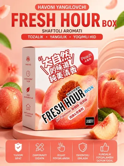 Fresh Hour Box Освежитель Воздуха с Ароматом Персика для Автомобиля, Дома и Офиса