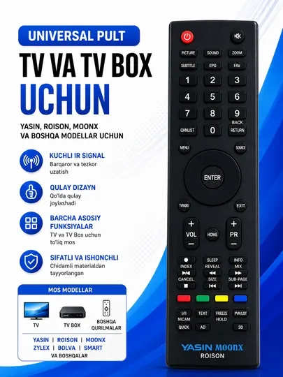 Универсальный пульт для телевизоров и TV Box YASIN ROISON MOONX