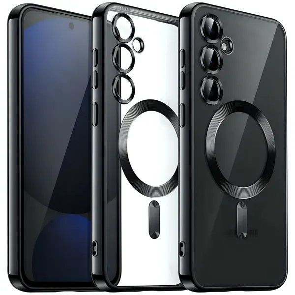 Премиальный чехол для Samsung S24 Plus противоударный с поддержкой беспроводной зарядки с защитой камер