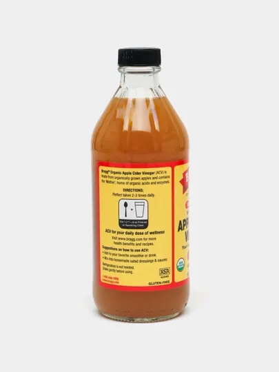 Яблочный уксус Bragg Organik, 473мл, без фильтрации