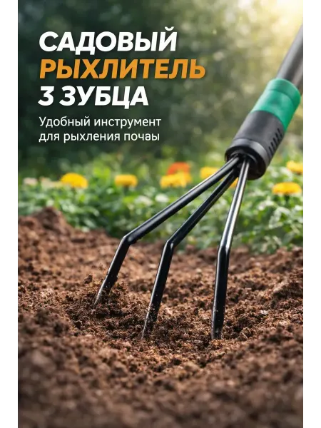 Эра81 Рыхлитель садовый ручной 3 зубца для почвы