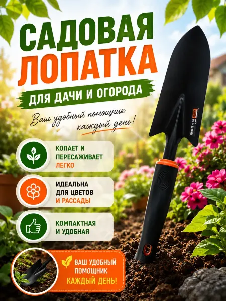 QwertyA Садовая лопатка ручная металлическая для посадки