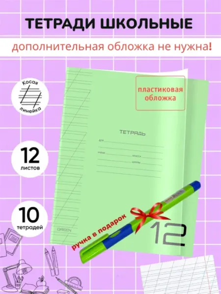 Канцзавр Тетрадь с пластиковой обложкой 12 листов косая линия