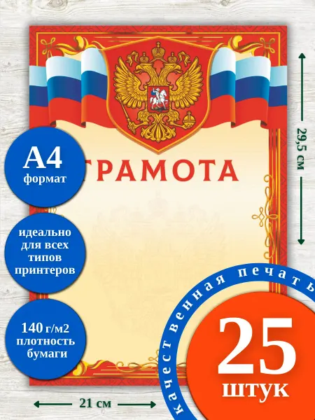 Снаб 78 Грамота школьная А4 для принтера 25 штук
