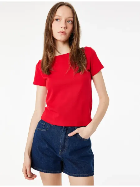 KOTON Футболка с вырезом лодочка из хлопка