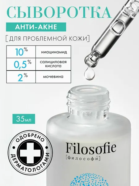 FILOSOFIE Сыворотка для лица для проблемной и жирной кожи с ниацинамидом, 35 мл