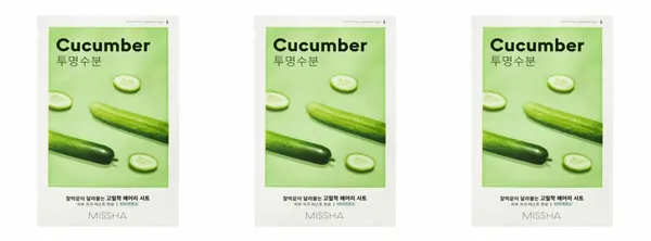 Missha Маска для лица увлажняющая Airy Fit Cucumber, 19 г, 3 штуки