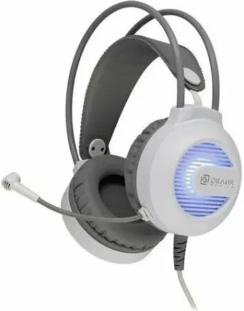 Наушники с микрофоном Оклик HS-L300G белый 2.2м мониторные оголовье (1796952)