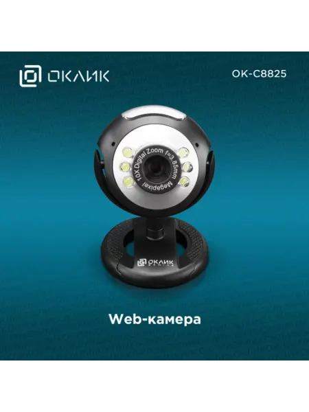 Камера Web OKLICK оклик OK-C8825 черная 0.3Mpix 640x480 USB2.0 с микрофоном