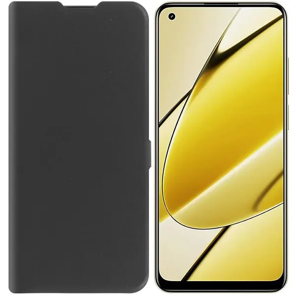 Чехол-книжка Krutoff Eco Book для Realme 11 4G черный, soft touch, искусственная кожа/полиуретан