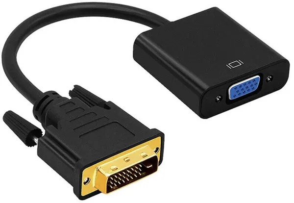 Переходник адаптер DVI-D - VGA, черный, 15 см, для монитора, телевизора, проектора