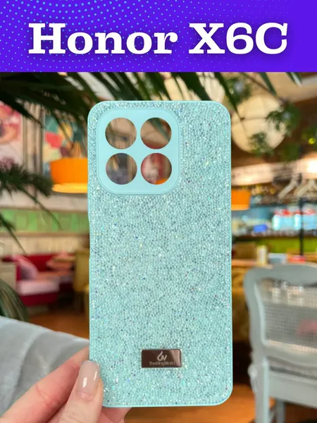 Чехол на Honor X6C / Хонор Х6С силиконовый the bling world (Бирюзовый)
