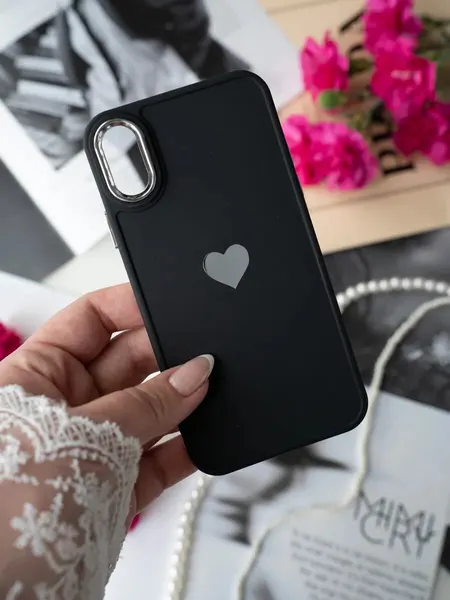 Чехол-накладка О'кейси, для iPhone X/XS, с сердечком, черный