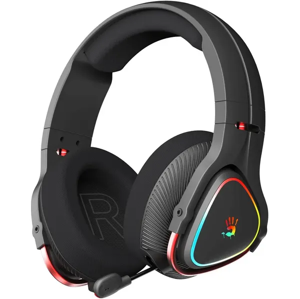 Наушники A4Tech Bloody MR720 BT/Radio, Bluetooth 5.3, 1200 мАч, RGB-подсветка, игровые, черный
