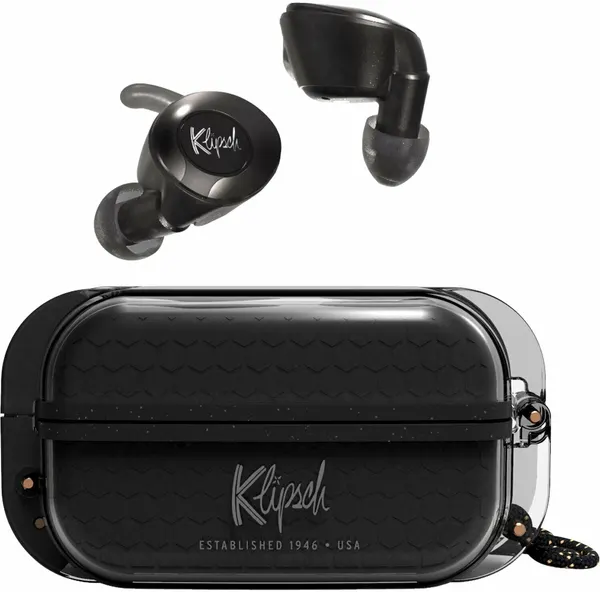 Klipsch T5 II True Wireless Sport, Black, беспроводные наушники Bluetooth в комплекте с зарядной станцией