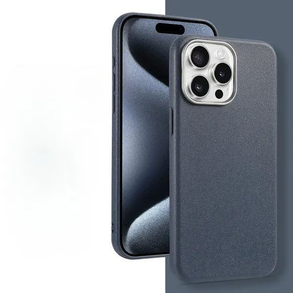 Чехол на айфон 14 синий кожаный - Чехол iPhone 14 синий (искусственная кожа)