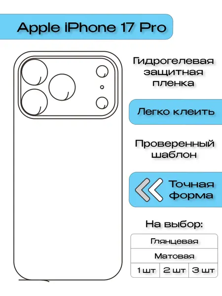 Гидрогелевая защитная пленка для Apple iPhone 17 Pro, матовая задняя