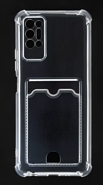 Силиконовый чехол для Tecno Pova 2, с защитой камеры, с карманом для карт, прозрачный