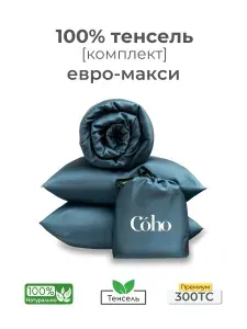 Комплект постельного белья, евро макси, 50x70, тенсель, светло-оливковый, Coho Home