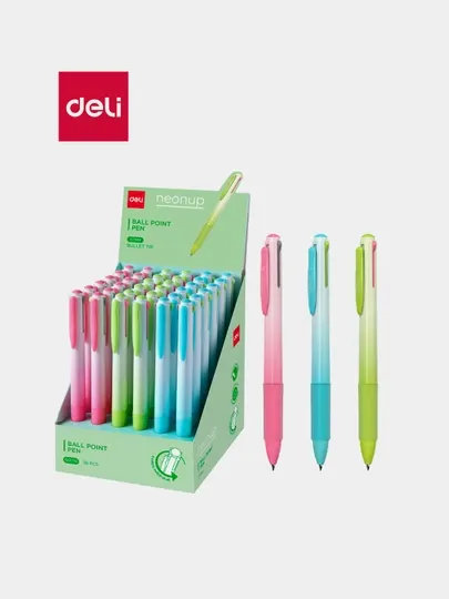 Шариковая ручка NEONUP 4х цветная 0,7 мм Deli EQ311N - Ручки