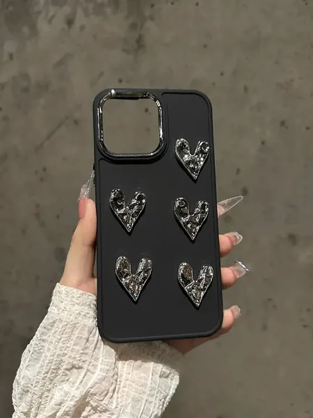 Чехол О'Кейси "Сердечки", для iPhone 14 Pro Max, силикон, черный