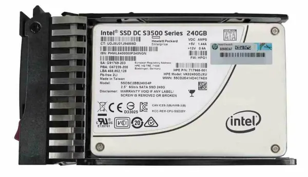 Твepдoтeльный нaкопитель HP 728765-001 240Gb 6G SATAIII 2,5" SSD