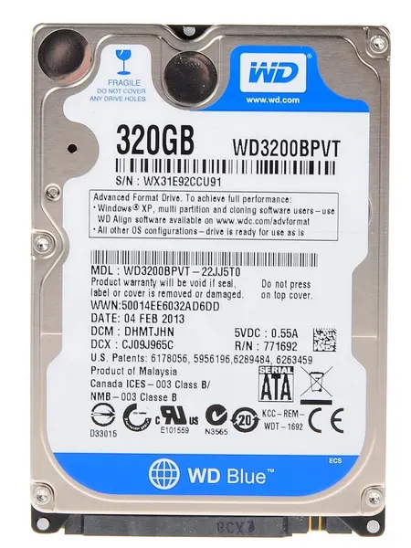 Внутренний жёсткий диск hdd 2.5 WD Scorpio Blue 320GB WD3200BPVT для ноутбука и компьютера