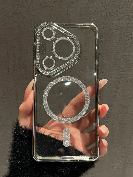 Чехол О'кейси, для Huawei Pura 80 Pro, накладка, со стразами, серебристый