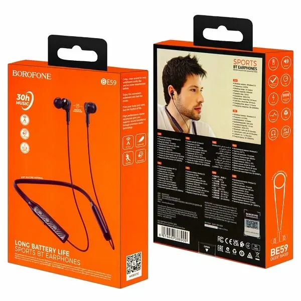 Наушники внутриканальные Borofone BE59, Rhythm, Bluetooth, цвет: синий