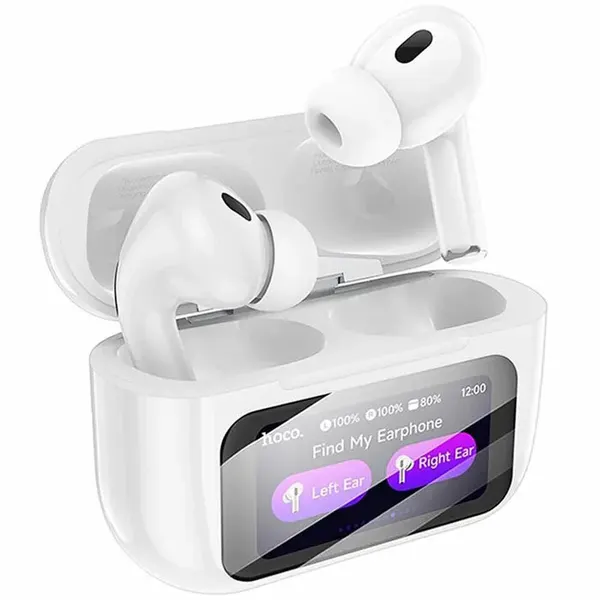 Bluetooth наушники вкладыши с микрофоном TWS Hoco EW72 Lite Soar беспроводная гарнитура с шупомодавлением + экран, белые
