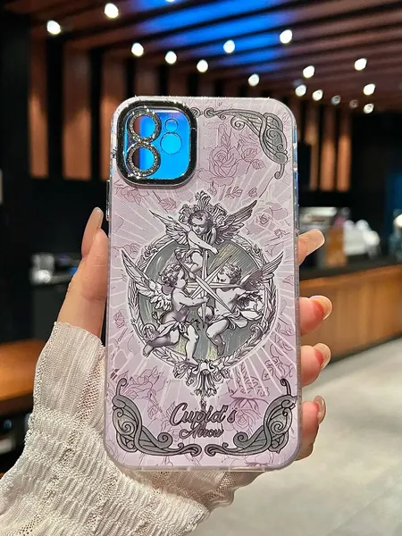 Чехол О'кейси, для iPhone 11, принт ангел, сиреневый, защита камеры