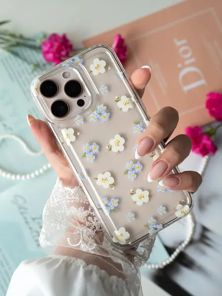 Чехол О'кейси, для iPhone 16 Pro Max, защита камеры, принт, бесцветный, белый, голубой