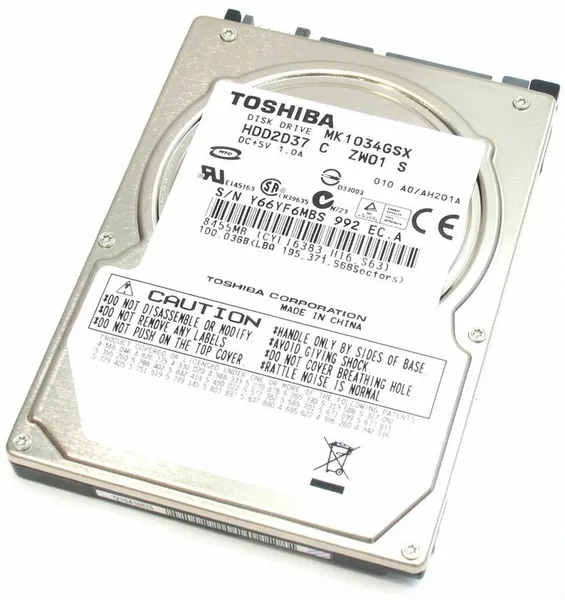 2.5" 100 ГБ Жесткий диск Toshiba MK1034GSX (MK1034GSX ) - SATA/150, 5400 оборотов/мин