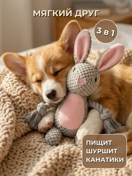 My Bro Игрушка для собак и щенков мелких, крупных пород - Зайка