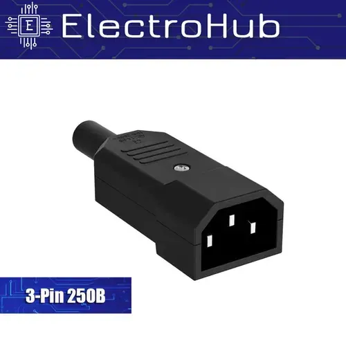 Разъем питания компьютерный IEC 320 C14 (3-Pin 250В, 10А) GSMIN RTS-03, на корпус (вилка) (Черный)