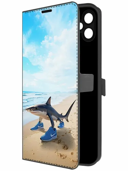 Чехол-книжка Krutoff Eco Book для Samsung Galaxy A05 Тралалеро Тралала (черный)