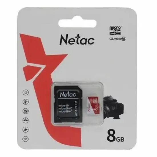 8 ГБ Карта памяти NETAC P500 ECO (NT02P500ECO-008G-R) - microSDHC, Class 10, UHS-I U1, чтение - 90 Мбайт/сек