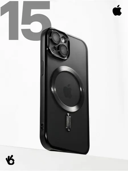 Чехол О'кейси, для iPhone 15, MagSafe, прозрачный, с окантовкой