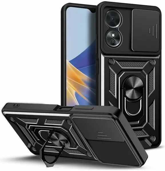 Чехол противоударный для Oppo A17 4G / Оппо А17 4G с защитой камеры armors (Черный)